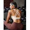 image:imageRUNNING GIRL High Impact Sports Bras for Women  Scoop Neck Strappy Sports Bra High Support Moulded Cup Workout BraAwhite Apricot