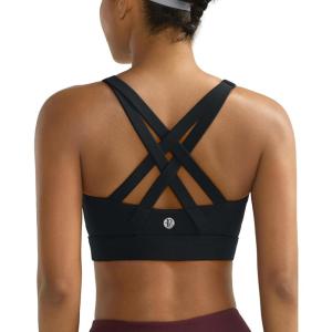 image:imageRUNNING GIRL Sports Bra for Women High SupportStrappy Running Supportive High Impact Sports Bras with Sewn in PadsBlack