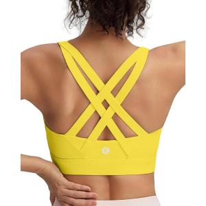 image:imageRUNNING GIRL Sports Bra for Women High SupportStrappy Running Supportive High Impact Sports Bras with Sewn in PadsBright Yellow