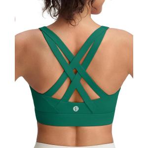 image:imageRUNNING GIRL Sports Bra for Women High SupportStrappy Running Supportive High Impact Sports Bras with Sewn in PadsDark Green