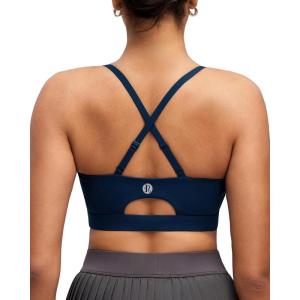 image:imageRUNNING GIRL Adjustable Sports Bras for WomenStrappy Back Molded Cup Sports Bra with Sewn in Pads Best for AC CupNavy Blue