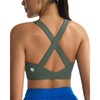 image:imageRUNNING GIRL Sports Bra for WomenStrappy Running Supportive High Impact Sports Bra with Sewn in PadsCdark Green