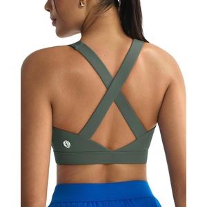 image:imageRUNNING GIRL Sports Bra for WomenStrappy Running Supportive High Impact Sports Bra with Sewn in PadsCdark Green