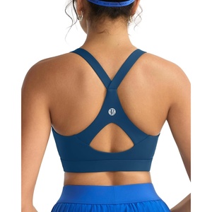 image:imageRUNNING GIRL Sports Bra for WomenY Back Molded Cup Strappy Running High Impact Sports Bra with Sewn in PadsDeep Blue