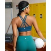 image:imageRUNNING GIRL Sports Bra for WomenMolded Cup Strappy Running High Impact Sports Bra with Sewn in PadsAdeep Blue