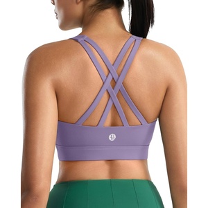 image:imageRUNNING GIRL Sports Bra for WomenMolded Cup Strappy Running High Impact Sports Bra with Sewn in PadsAdusty Lavender