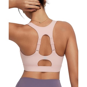 image:imageRUNNING GIRL Sports Bras for Women High Support Adjustable Straps High Impact Racerback Bra with Hook Closure Molded CupDflush Pink