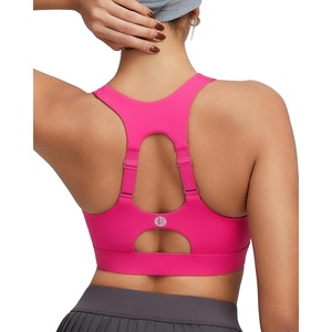 image:imageRUNNING GIRL Sports Bras for Women High Support Adjustable Straps High Impact Racerback Bra with Hook Closure Molded CupDhot Pink