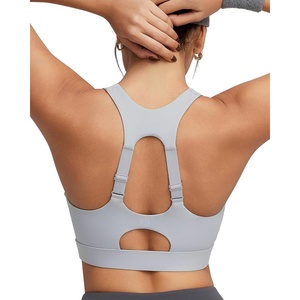 image:imageRUNNING GIRL Sports Bras for Women High Support Adjustable Straps High Impact Racerback Bra with Hook Closure Molded CupDicy Grey
