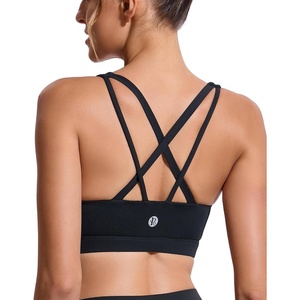 image:imageRUNNING GIRL Sports Bras for WomenCrissCross Back Padded Strappy Sports Bras Medium Support Workout Bra Push upWX3049 Black XXL