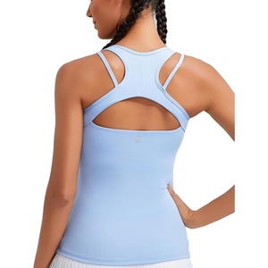 image:imageRUNNING GIRL Tank Tops with Built in BrasWorkout Racerback Tank Tops for Women Athletic Yoga TopBsky Blue