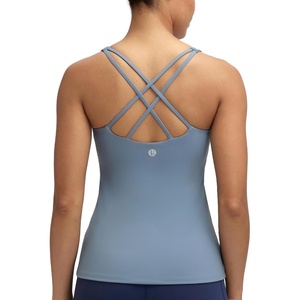 image:imageRUNNING GIRL Workout Tank Tops for Women with Built in BraGym Athletic Yoga Tops Tight Square Neck Sleeveless ShirtsDusty Blue