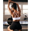 image:imageRUNNING GIRL High Impact Sports Bras for Women  Scoop Neck Strappy Sports Bra High Support Moulded Cup Workout BraDsnow White