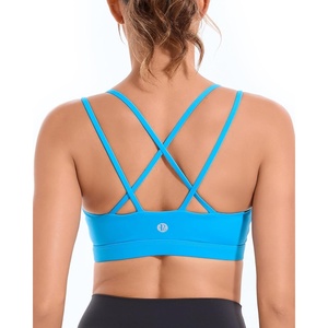image:imageRUNNING GIRL High Impact Sports Bras for Women  Scoop Neck Strappy Sports Bra High Support Moulded Cup Workout BraDbright Blue