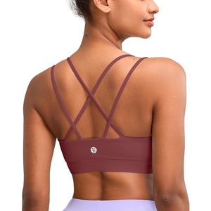 image:imageRUNNING GIRL High Impact Sports Bras for Women  Scoop Neck Strappy Sports Bra High Support Moulded Cup Workout BraDdeep Taupe