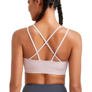 image:imageRUNNING GIRL High Impact Sports Bras for Women  Scoop Neck Strappy Sports Bra High Support Moulded Cup Workout BraDpink