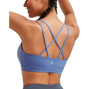 image:imageRUNNING GIRL High Impact Sports Bras for Women  Scoop Neck Strappy Sports Bra High Support Moulded Cup Workout BraDwild Indigo
