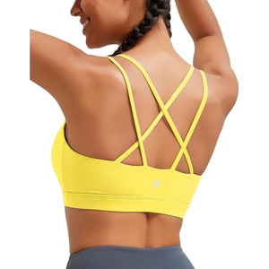 image:imageRUNNING GIRL High Impact Sports Bras for Women  Scoop Neck Strappy Sports Bra High Support Moulded Cup Workout BraDyellow
