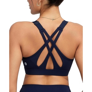 image:imageRUNNING GIRL Sports Bra for Women High Support Molded Cup High Impact Sports Bras with Sewn in Pads Strappy Running BraMidnight Blue