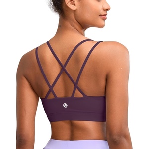 image:imageRUNNING GIRL High Impact Sports Bras for Women  Scoop Neck Strappy Sports Bra High Support Moulded Cup Workout BraDpurple