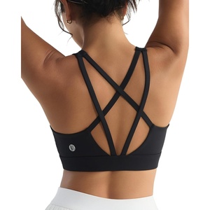 image:imageRUNNING GIRL High Impact Sports Bras for Women  Scoop Neck Strappy Sports Bra High Support Moulded Cup Workout BraYblack