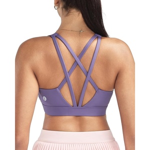 image:imageRUNNING GIRL High Impact Sports Bras for Women  Scoop Neck Strappy Sports Bra High Support Moulded Cup Workout BraYpurple