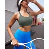 image:imageRUNNING GIRL Sports Bra for WomenY Back Molded Cup Strappy Running High Impact Sports Bra with Sewn in PadsDark Green