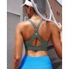 image:imageRUNNING GIRL Sports Bra for WomenY Back Molded Cup Strappy Running High Impact Sports Bra with Sewn in PadsDark Green