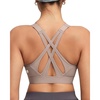 image:imageRUNNING GIRL Sports Bra for Women High Support Molded Cup High Impact Sports Bras with Sewn in Pads Strappy Running BraLight Khaki