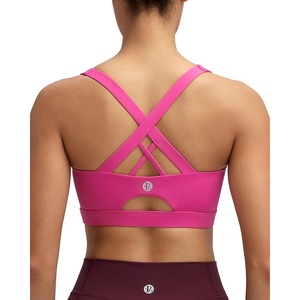 image:imageRUNNING GIRL High Impact Sports Bra with Molded Cups Crisscross Back UNeck Design for Running Yoga GymHot Pink