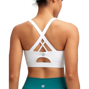 image:imageRUNNING GIRL High Impact Sports Bra with Molded Cups Crisscross Back UNeck Design for Running Yoga GymWhite