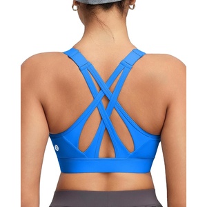 image:imageRUNNING GIRL Sports Bra for Women High Support Molded Cup High Impact Sports Bras with Sewn in Pads Strappy Running BraElectric Blue