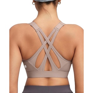 image:imageRUNNING GIRL Sports Bra for Women High Support Molded Cup High Impact Sports Bras with Sewn in Pads Strappy Running BraLight Khaki