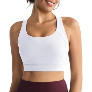 image:imageRUNNING GIRL Sports Bras for Women Moulded Cup High Impact Workout White Sports Bra Racerback Yoga Bra High SupportWX3068 White S