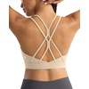 image:imageRUNNING GIRL Sports Bras for WomenStrappy Crisscross Back Padded Low Impact Running Sports Bra with Removable CupsAbeige