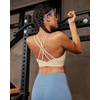 image:imageRUNNING GIRL Sports Bras for WomenStrappy Crisscross Back Padded Low Impact Running Sports Bra with Removable CupsAbeige
