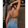 image:imageRUNNING GIRL Sports Bras for WomenStrappy Crisscross Back Padded Low Impact Running Sports Bra with Removable CupsAdark Green