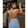 image:imageRUNNING GIRL Sports Bras for WomenStrappy Crisscross Back Padded Low Impact Running Sports Bra with Removable CupsAdark Green