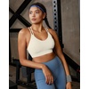 image:imageRUNNING GIRL Sports Bras for WomenStrappy Crisscross Back Padded Low Impact Running Sports Bra with Removable CupsAwhite Apricot