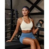 image:imageRUNNING GIRL Sports Bras for WomenStrappy Crisscross Back Padded Low Impact Running Sports Bra with Removable CupsAwhite Apricot