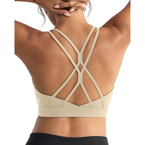 image:imageRUNNING GIRL Sports Bras for WomenStrappy Crisscross Back Padded Low Impact Running Sports Bra with Removable CupsAbeige