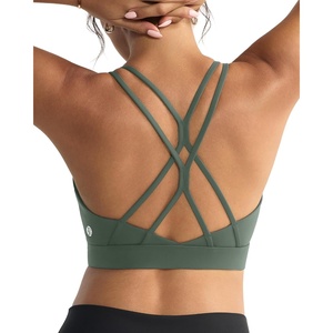 image:imageRUNNING GIRL Sports Bras for WomenStrappy Crisscross Back Padded Low Impact Running Sports Bra with Removable CupsAdark Green