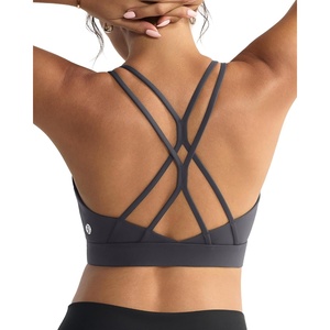 image:imageRUNNING GIRL Sports Bras for WomenStrappy Crisscross Back Padded Low Impact Running Sports Bra with Removable CupsAdark Grey